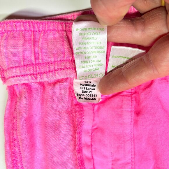 Lilly Pulitzer Size XS Taron Mid-Rise Linen Pant Bright Pink - Picture 6 of 8